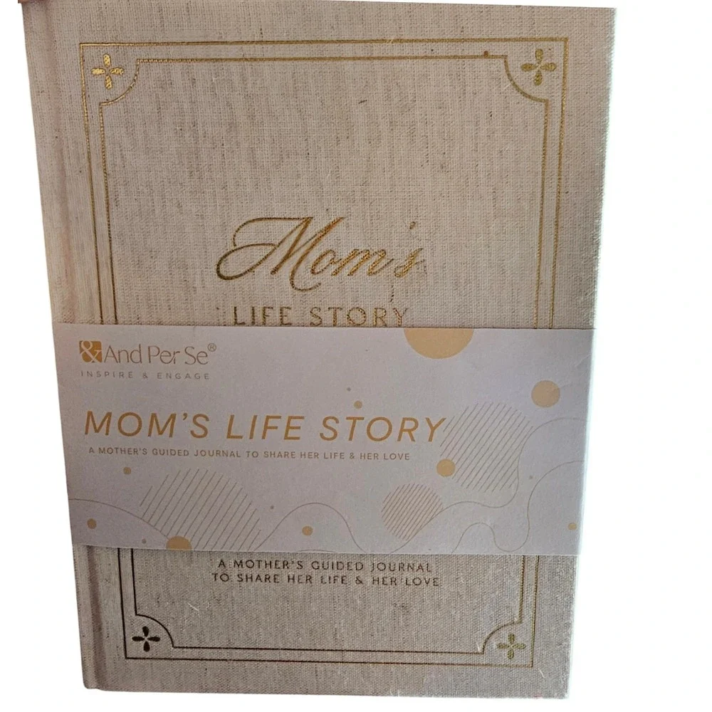 And Per Se Moms Life Story Guided Journal Linen Gold Foil Memory Mothers Day